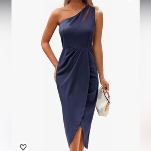 Asymmetrical One Shoulder Ruched Bodycon Midi Grace Karin Dress New with Tag